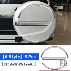 トヨタ ランドクルーザー 200 2008-2019-21 スペアタイヤクローム装飾ストリップ LC200 FJ200 外装アップグレードアクセサリー - A-Style-3-Pcs