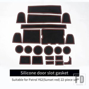 日産 カップホルダー レザークッション 摩擦音防止 パトロール Y62 2010-2021 収納ボックス アップグレード インテリア アクセサリー - Red