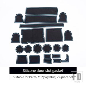 日産 カップホルダー レザークッション 摩擦音防止 パトロール Y62 2010-2021 収納ボックス アップグレード インテリア アクセサリー - Blue