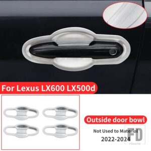 レクサス LX600 LX500D 2022 2023 2024 スタイリングアップグレード装飾クロームドアハンドルステンレスアクセサリー - Silver Door Bowl B