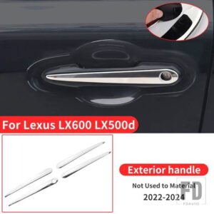 レクサス LX600 LX500D 2022 2023 2024 スタイリングアップグレード装飾クロームドアハンドルステンレスアクセサリー - Silver Handle A