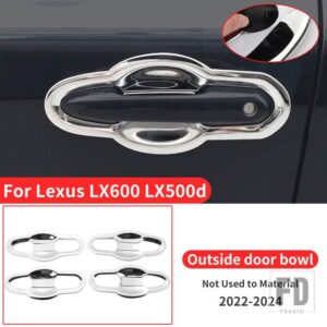 レクサス LX600 LX500D 2022 2023 2024 スタイリングアップグレード装飾クロームドアハンドルステンレスアクセサリー - Silver Door Bowl A
