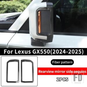 レクサス 2024 2025 GX550 550H バックミラーサイド装飾ブライトフレーム GX 550 外装アップグレードアクセサリー - Fiber pattern