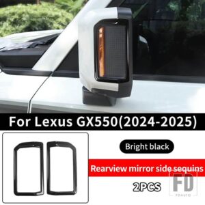 レクサス 2024 2025 GX550 550H バックミラーサイド装飾ブライトフレーム GX 550 外装アップグレードアクセサリー - Black