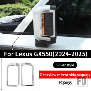 レクサス 2024 2025 GX550 550H バックミラーサイド装飾ブライトフレーム GX 550 外装アップグレードアクセサリー - Silver