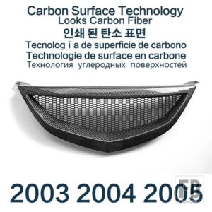 マツダ レーシンググリルバンパーカーボン表面メッシュフロントグリルリペアアクセサリー第一世代 6 2003-2012 - Carbon Surface 03-05