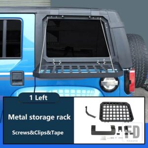 グリルフレーム BAIC BJ40 収納ラックサイドウィンドウ拡張プラットフォームリアウィンドウ装飾ネット 2018-2024 - 1 piece Left