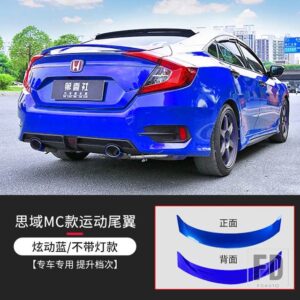 ホンダ トランクスポイラーカーボン表面 ABS 素材リアダックテールライトなし シビックセダン 2016 17 18 19 20 - Blue
