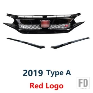 ホンダ レーシンググリル シビックセダンハッチバック 2016 17 18 19 20 フロントバンパーグリルメッシュ装飾ストリップ - 19 A