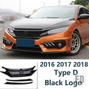 ホンダ レーシンググリル シビックセダンハッチバック 2016 17 18 19 20 フロントバンパーグリルメッシュ装飾ストリップ - 16-18 D