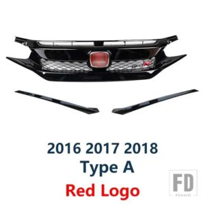 ホンダ レーシンググリル シビックセダンハッチバック 2016 17 18 19 20 フロントバンパーグリルメッシュ装飾ストリップ - 16-18 A