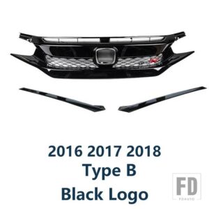 ホンダ レーシンググリル シビックセダンハッチバック 2016 17 18 19 20 フロントバンパーグリルメッシュ装飾ストリップ - 16-18 B