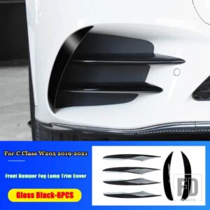 メルセデスベンツ Cクラス W205 C180 C200 C220 C260 C300 C450 2019-2021 ABS フロントバンパーフェンダーリップフォグランプカバートリムスト - 9