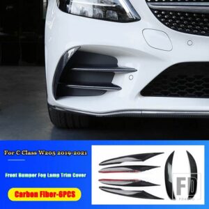 メルセデスベンツ Cクラス W205 C180 C200 C220 C260 C300 C450 2019-2021 ABS フロントバンパーフェンダーリップフォグランプカバートリムスト - 10