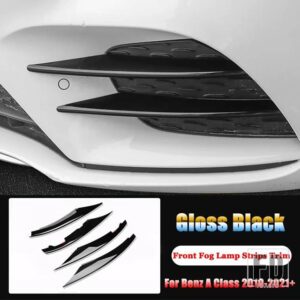 メルセデスベンツ Aクラス W177 V177 AMG A35 A180 A200 A220 A250 2019-2023 カーアクセサリーフロントフォグランプ装飾ストリップトリム - Gloss Black