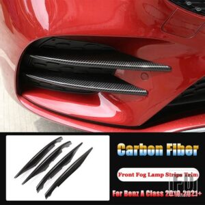 メルセデスベンツ Aクラス W177 V177 AMG A35 A180 A200 A220 A250 2019-2023 カーアクセサリーフロントフォグランプ装飾ストリップトリム - Carbon Fiber