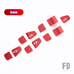 テスラ モデル 3 モデル Y 2019-22 合金カーアクセサリードア窓ガラスリフトボタンスパンコールトリムカバー - Red