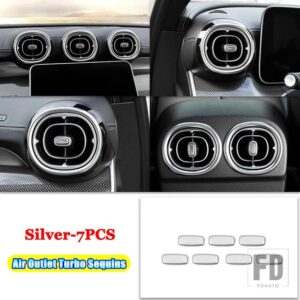 メルセデスベンツ Cクラス W206 C200 C220 C260 C300 2022 + 中央ダッシュボード後列空調アウトレットノブトリムカバー - Silver