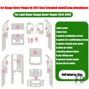 ランドローバー カーセンターコンソール AC フルセット TPU プロテクターフィルムディスカバリー 5 L462 レンジローバースポーツヴォーグ VELA - 5 Seat Long 18-20