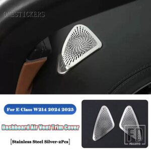 メルセデスベンツ Eクラス W214 E200 220 E260 E300 2024 2025 ステンレスカーアクセサリーダッシュボードエアアウトレットベントトリムカバー - Silver