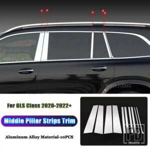 メルセデスベンツ GLE GLSクラス W167 V167 X167 2020 2021 2022 + カーアクセサリーウィンドウ B C ミドルコラムピラーストリップトリムカバー - For GLS Class 10PCS