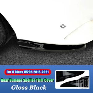 メルセデスベンツ Cクラス W205 C180 C200 C260 C300 AMG C43 2015-2021 カーアクセサリーリアバンパースポイラーエアアウトレットトリムカバー - Gloss Black