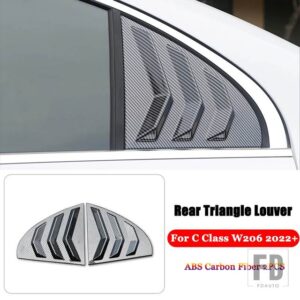 メルセデスベンツ Cクラス W206 C200 C220 C260 C300 2022 + カーアクセサリーリアドア窓ルーバー三角シャッターカバートリム - Carbon Fiber