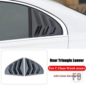 メルセデスベンツ Cクラス W206 C200 C220 C260 C300 2022 + カーアクセサリーリアドア窓ルーバー三角シャッターカバートリム - Gloss Black