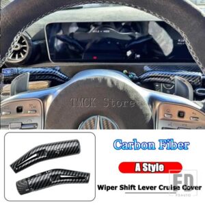 メルセデスベンツ C E S GLC EQE EQSクラス W206 W214 W223 X254 V295 V297 CLE クーペ C236 ワイパーシフトレバークルーズトリムカバー - A Style Carbon Fiber