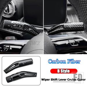 メルセデスベンツ C E S GLC EQE EQSクラス W206 W214 W223 X254 V295 V297 CLE クーペ C236 ワイパーシフトレバークルーズトリムカバー - B Style Carbon Fiber