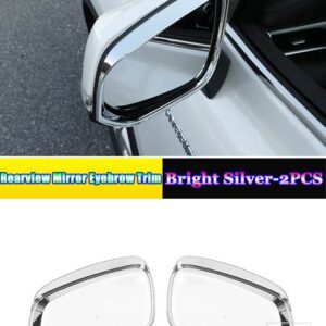 トヨタ ABS カーアクセサリーバックミラー雨アイブロウシールドトリムカバー装飾フレーム ハイランダークルーガー XU70 2021 2022 - Bright Silver