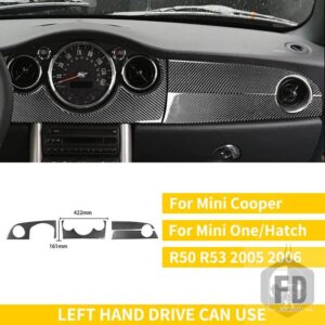 ミニクーパー カーボンステッカー S ワンハッチ R50 R53 2005 2006 車内アップグレードデカールカバー部品 PC/セット - Dash Kit LHD