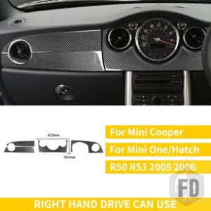 ミニクーパー カーボンステッカー S ワンハッチ R50 R53 2005 2006 車内アップグレードデカールカバー部品 PC/セット - Dash Kit RHD