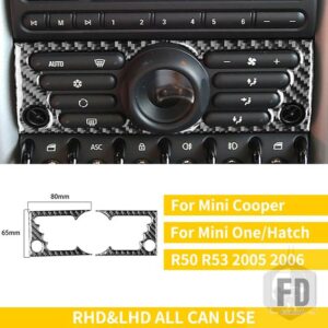ミニクーパー カーボンステッカー S ワンハッチ R50 R53 2005 2006 車内アップグレードデカールカバー部品 PC/セット - AC PANEL A