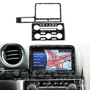日産 GTR R35 2008-2016 カーアクセサリーカーボンインテリアステアリングホイール CD ギアシフトセットトリムステッカー - AC CD Panel LHD