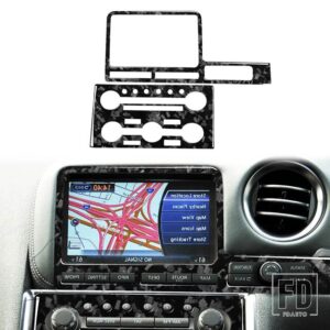 日産 GTR R35 2008-2016 カーアクセサリーカーボンインテリアステアリングホイール CD ギアシフトセットトリムステッカー - AC CD Panel RHD