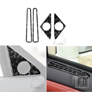 日産 GTR R35 2008-2016 カーアクセサリーカーボンインテリアステアリングホイール CD ギアシフトセットトリムステッカー - Door tweeter set
