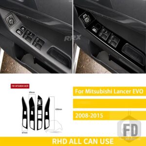 三菱 ランサー EVO X MR 2008-2015 カーアクセサリープラスチックピアノブラック室内窓昇降パネルトリムステッカー - Black - RHD