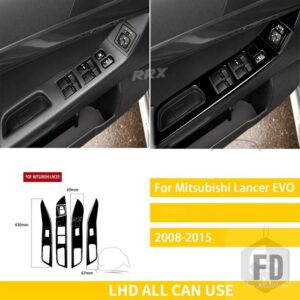 三菱 ランサー EVO X MR 2008-2015 カーアクセサリープラスチックピアノブラック室内窓昇降パネルトリムステッカー - Black LHD