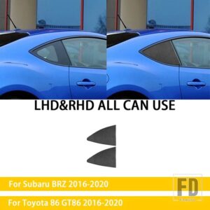 トヨタ スバル BRZ 86 GT86 2017 2018 2019 カーボンカーアクセサリーリア三角窓カバートリムステッカー - Black Carbon