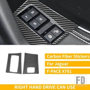 ジャガー F-PACE 2016-20 インテリアカーボン装飾アクセサリードアロックスイッチフレームトリムステッカー - RHD Black