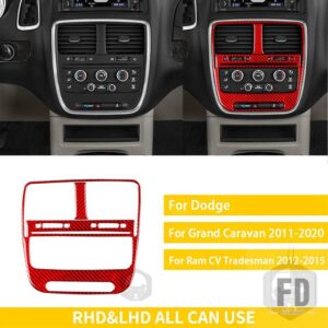 ダッジグランドキャラバン 2011-2020 RAM CV 商人 2012-2015 アクセサリーカーボンカーインテリアギアラジオトリムステッカー - 5 red