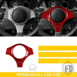 三菱 ランサー EVO 7-9TH 2001-2007 アクセサリーカーボン車内ステアリングホイールトリムキャップ装飾プロテクター - Red Carbon
