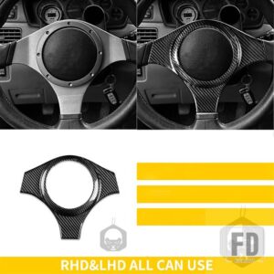 三菱 ランサー EVO 7-9TH 2001-2007 アクセサリーカーボン車内ステアリングホイールトリムキャップ装飾プロテクター - Black Carbon
