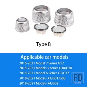 BMW 1-7シリーズ F30 F10 G01 X3 X4 X5 X6 X7 Z4 F32 F20 クリスタル空調ノブボリュームオーディオコントロールボタンリングカバー - Type B