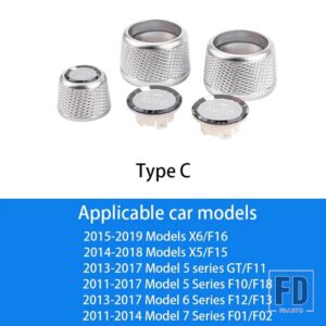 BMW 1-7シリーズ F30 F10 G01 X3 X4 X5 X6 X7 Z4 F32 F20 クリスタル空調ノブボリュームオーディオコントロールボタンリングカバー - Type C