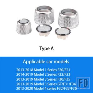 BMW 1-7シリーズ F30 F10 G01 X3 X4 X5 X6 X7 Z4 F32 F20 クリスタル空調ノブボリュームオーディオコントロールボタンリングカバー - Type A