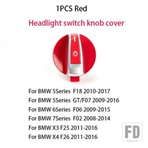 BMW ヘッドライトスイッチパネルヘッドライトスイッチノブフォグライトスイッチボタン 5/6/7シリーズ F02 F06 F07 F18 X3 X4 2008-2017 - 1PCS F Red