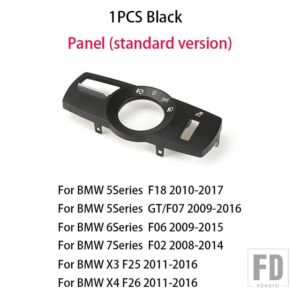 BMW ヘッドライトスイッチパネルヘッドライトスイッチノブフォグライトスイッチボタン 5/6/7シリーズ F02 F06 F07 F18 X3 X4 2008-2017 - 1PCS A Black