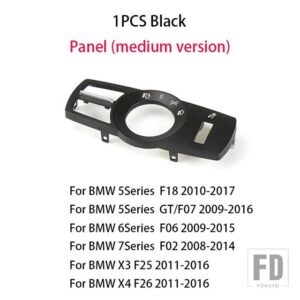 BMW ヘッドライトスイッチパネルヘッドライトスイッチノブフォグライトスイッチボタン 5/6/7シリーズ F02 F06 F07 F18 X3 X4 2008-2017 - 1PCS B Black